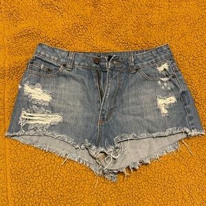 High rise cheeky jean shorts